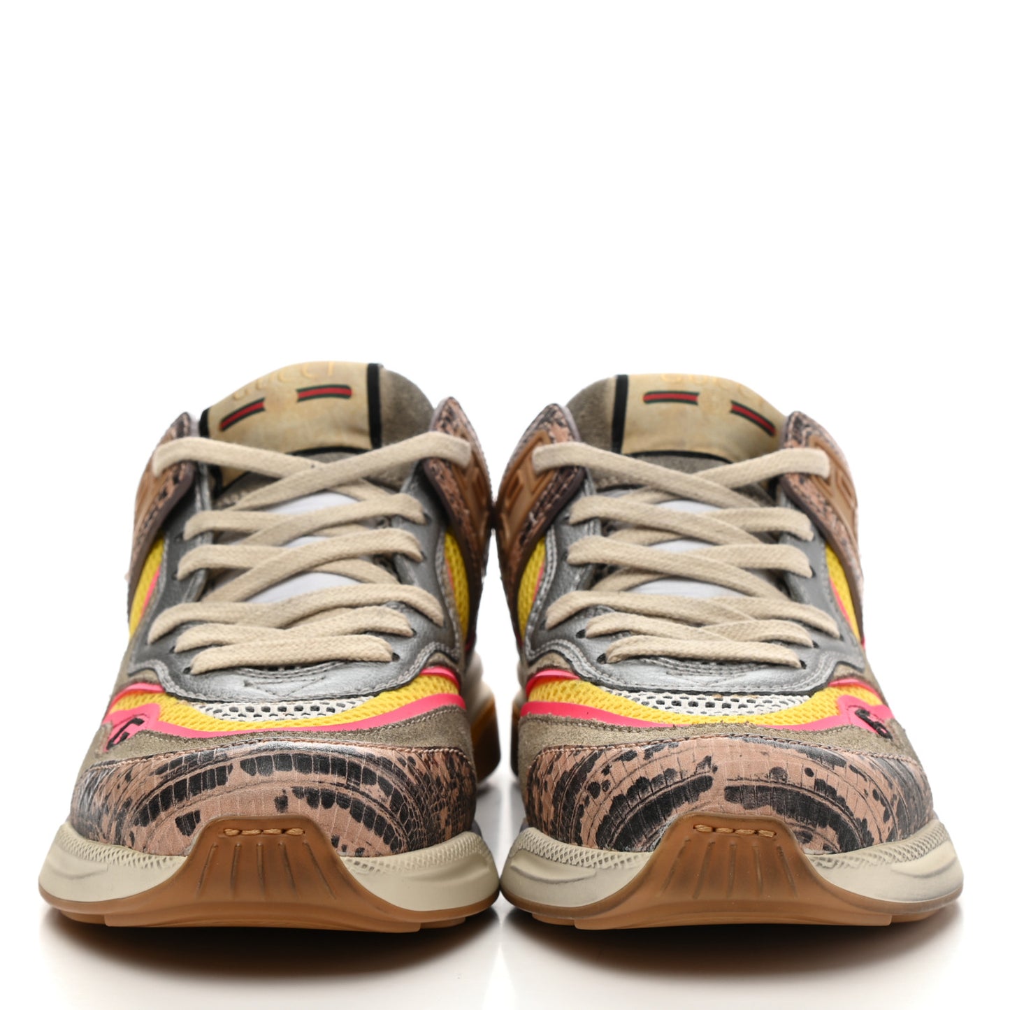 Suede Calfskin Tejus Printed Womens Ultrapace Sneakers 35 Pink Silver Oatmeal Yolk