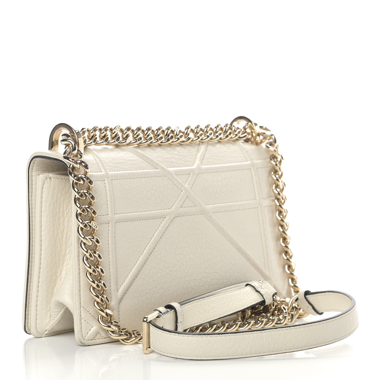 Christian Dior Grained Calfskin Small Diorama Flap Bag Off White 3 of 13