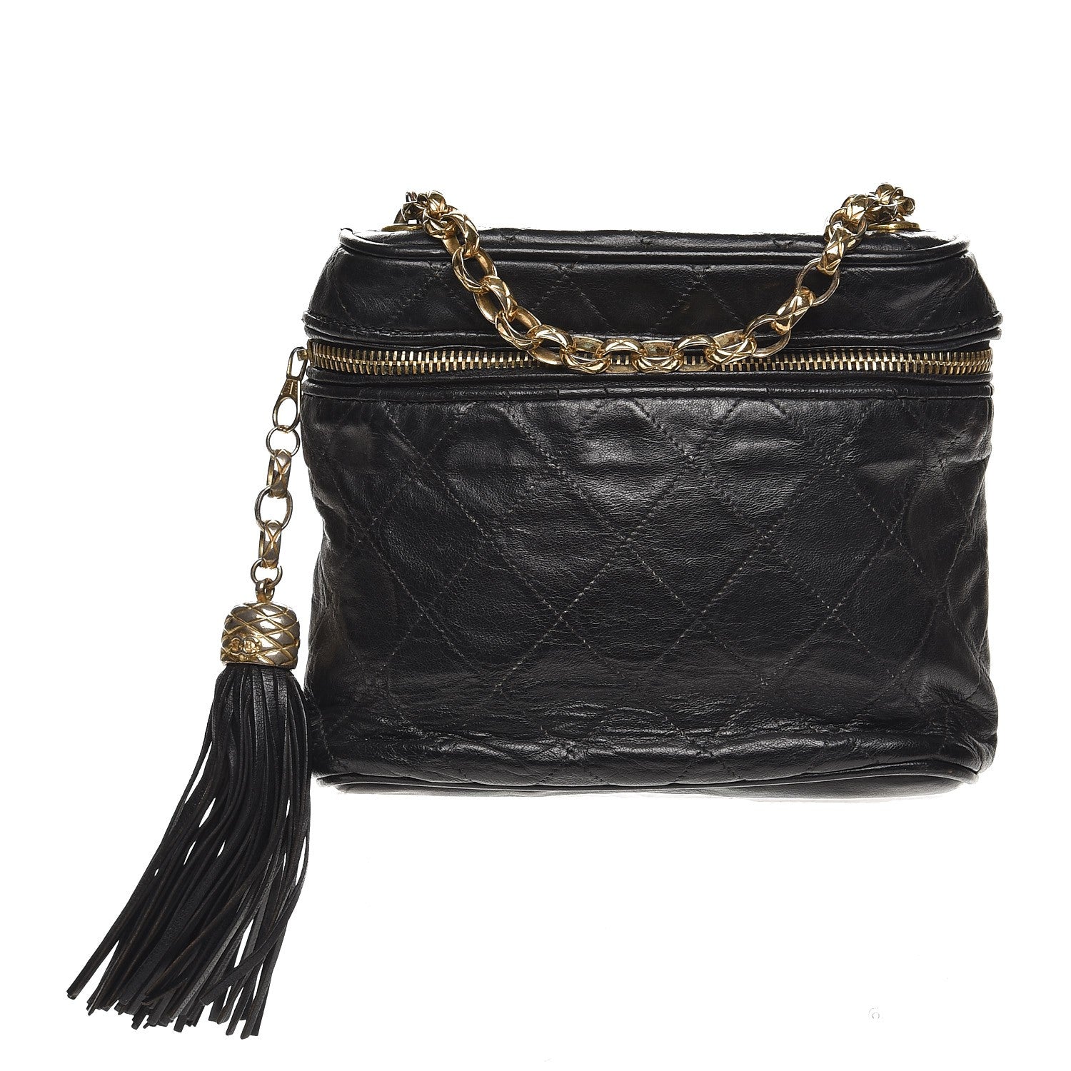 Chanel Lambskin Quilted Tassel Shoulder Bag Black 1 of 11