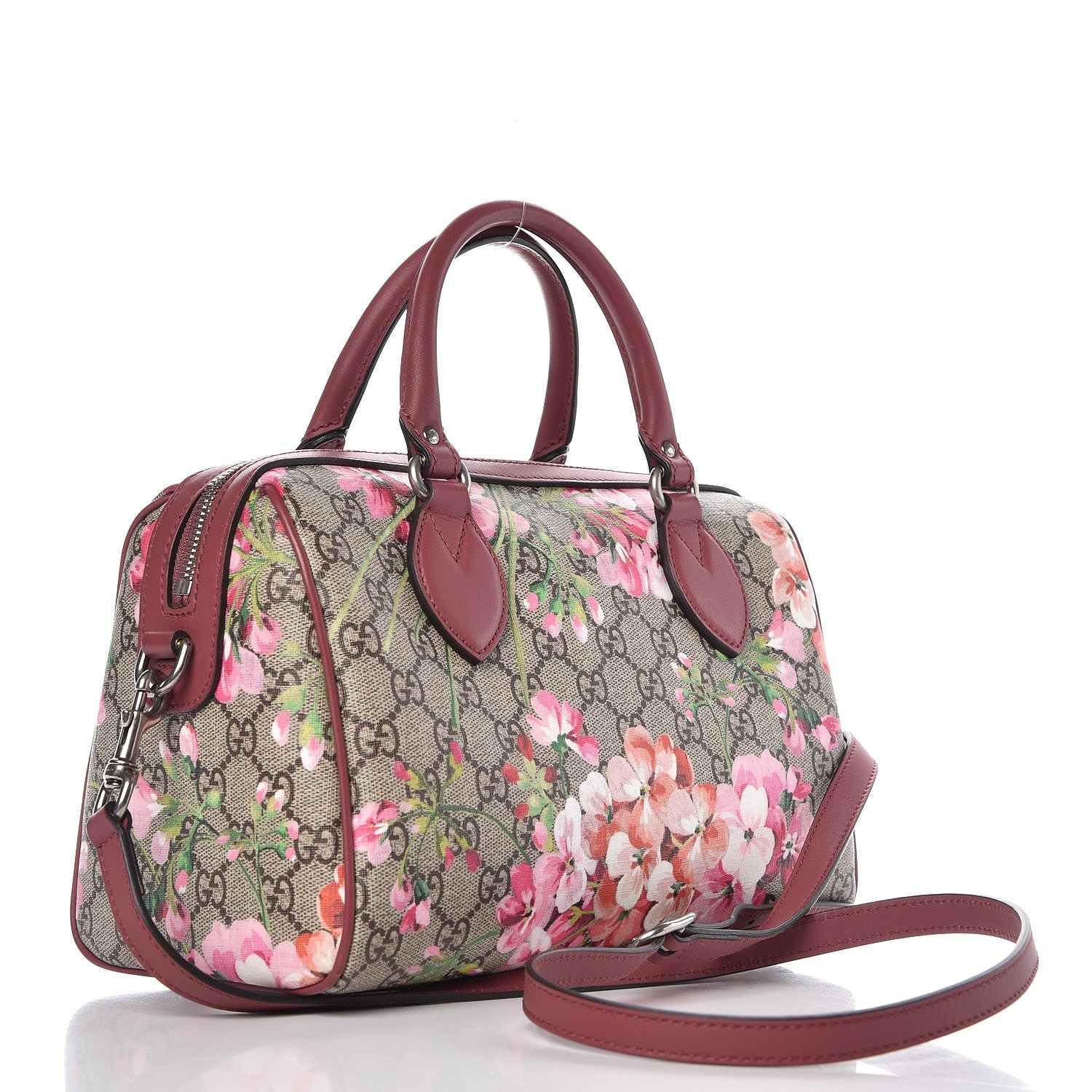 Gucci GG Supreme Monogram Blooms Small Boston Beige Multicolor Dry Rose 4 of 10