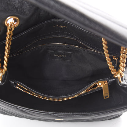 Saint Laurent Grain de Poudre Calfskin Y Quilted Monogram Medium Loulou Chain Satchel Black 4 of 8