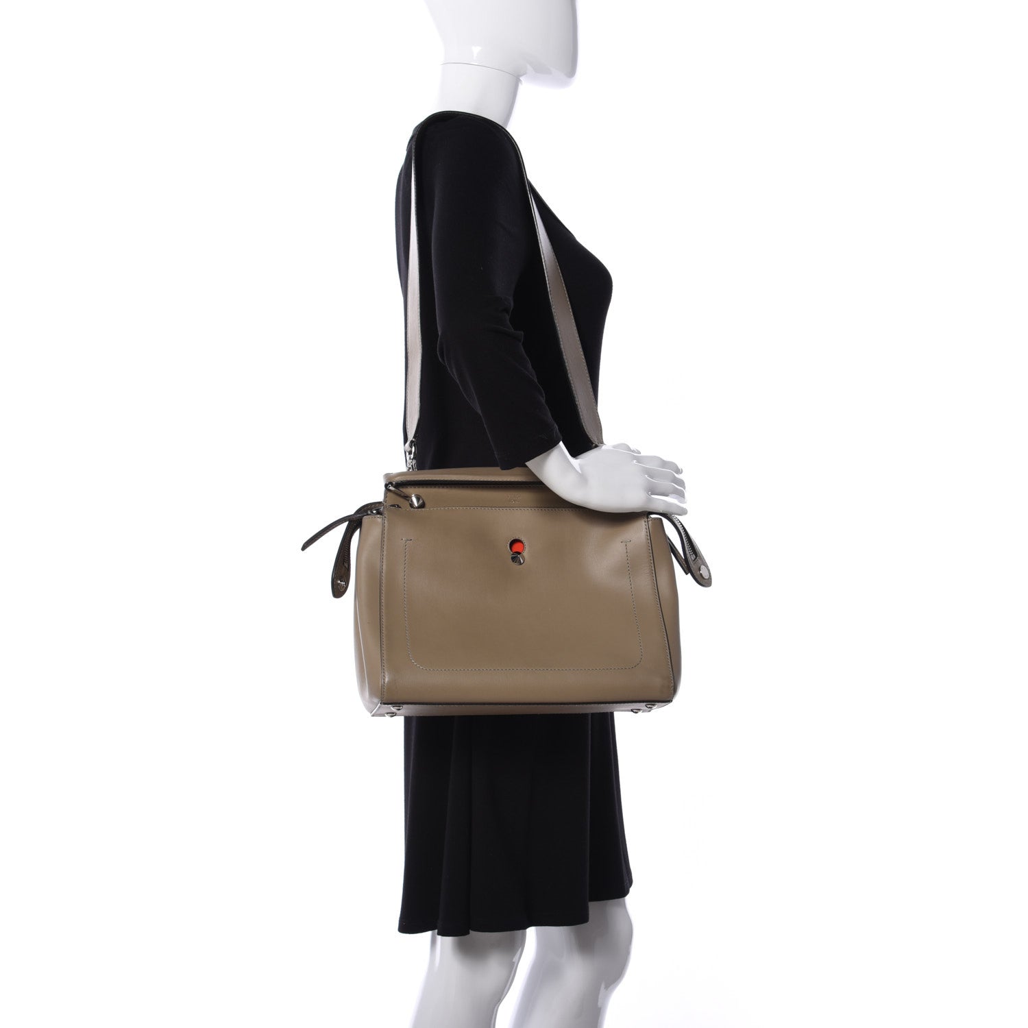 Fendi Vitello Baltico Dolce DotCom Satchel Tortora Papavero 2 of 26