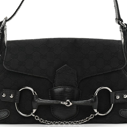 Gucci Monogram Horsebit Chain Flap Shoulder Bag Black 8 of 18