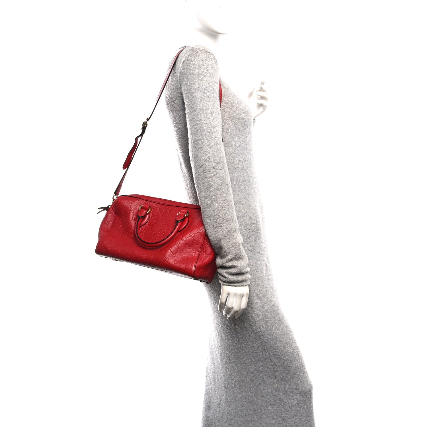 Gucci Guccissima Signature Boston Hibiscus Red 2 of 10