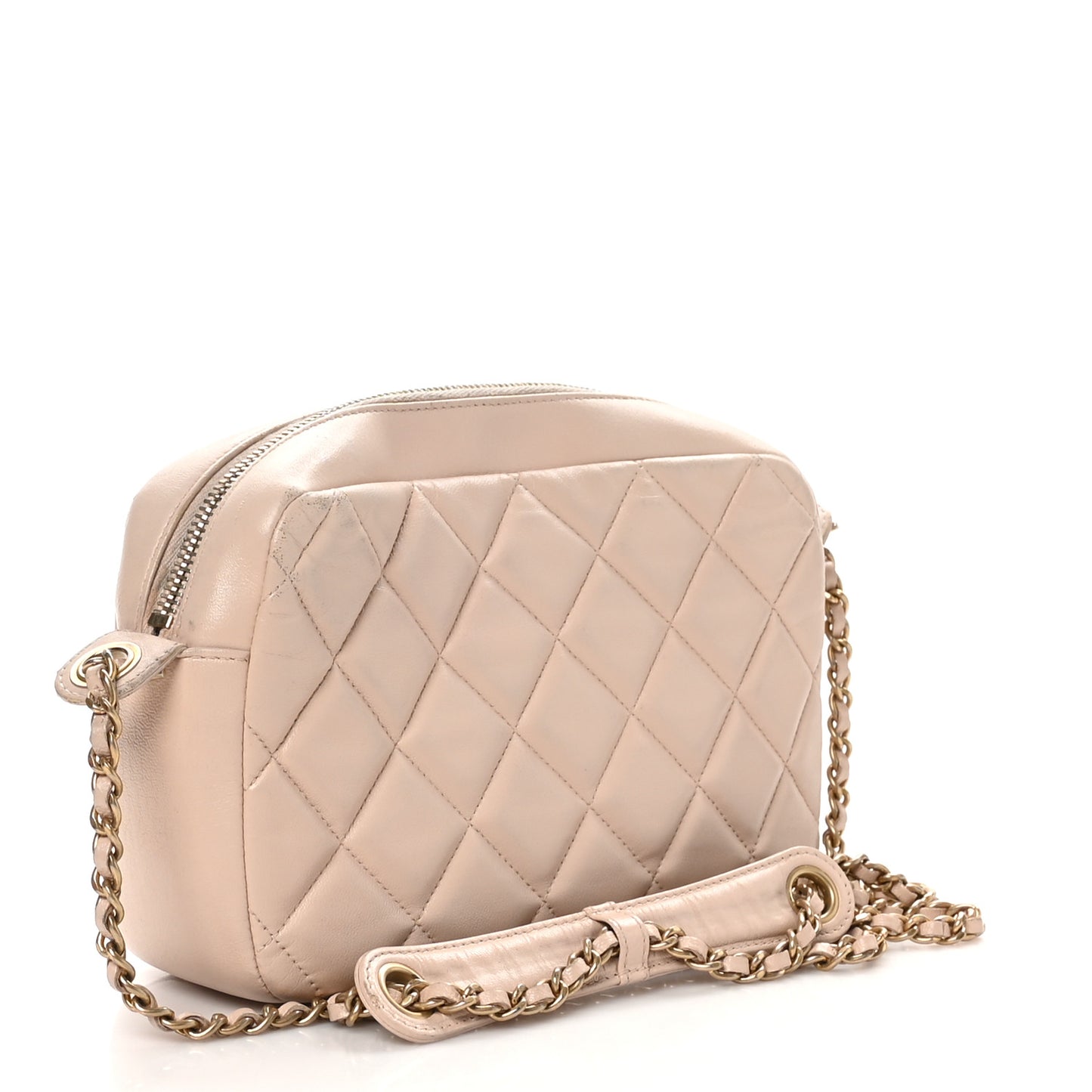 Lambskin Quilted Small Diamond CC Camera Case Beige