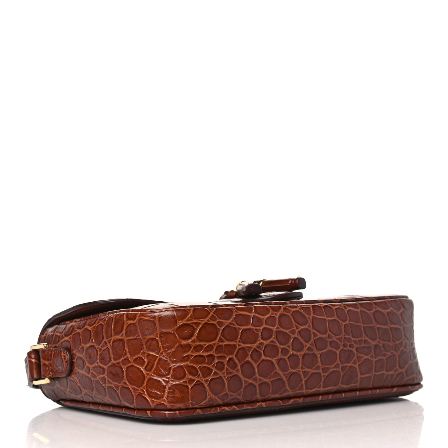 Calfskin Crocodile Embossed Medium Tassel Bag Tan