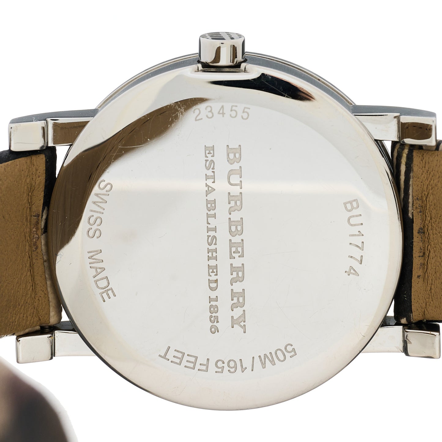 Stainless Steel Calfskin 38mm Heritage Nova Check Quartz Watch Brown BU1774