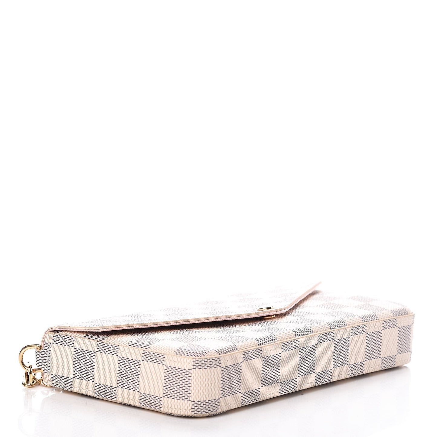 Damier Azur Pochette Felicie Chain Wallet Rose Ballerine