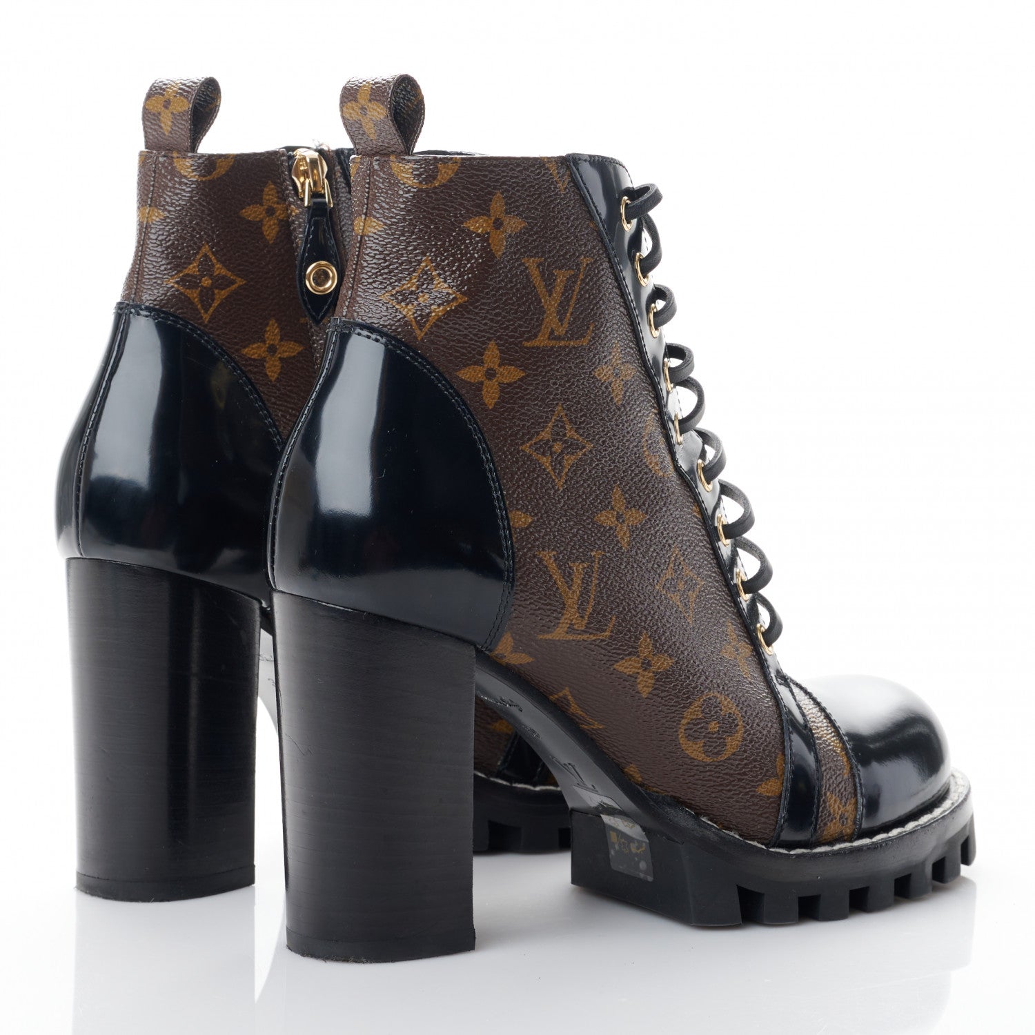 Louis Vuitton Patent Calfskin Monogram Star Trail Ankle Boots 39 Black 4 of 8