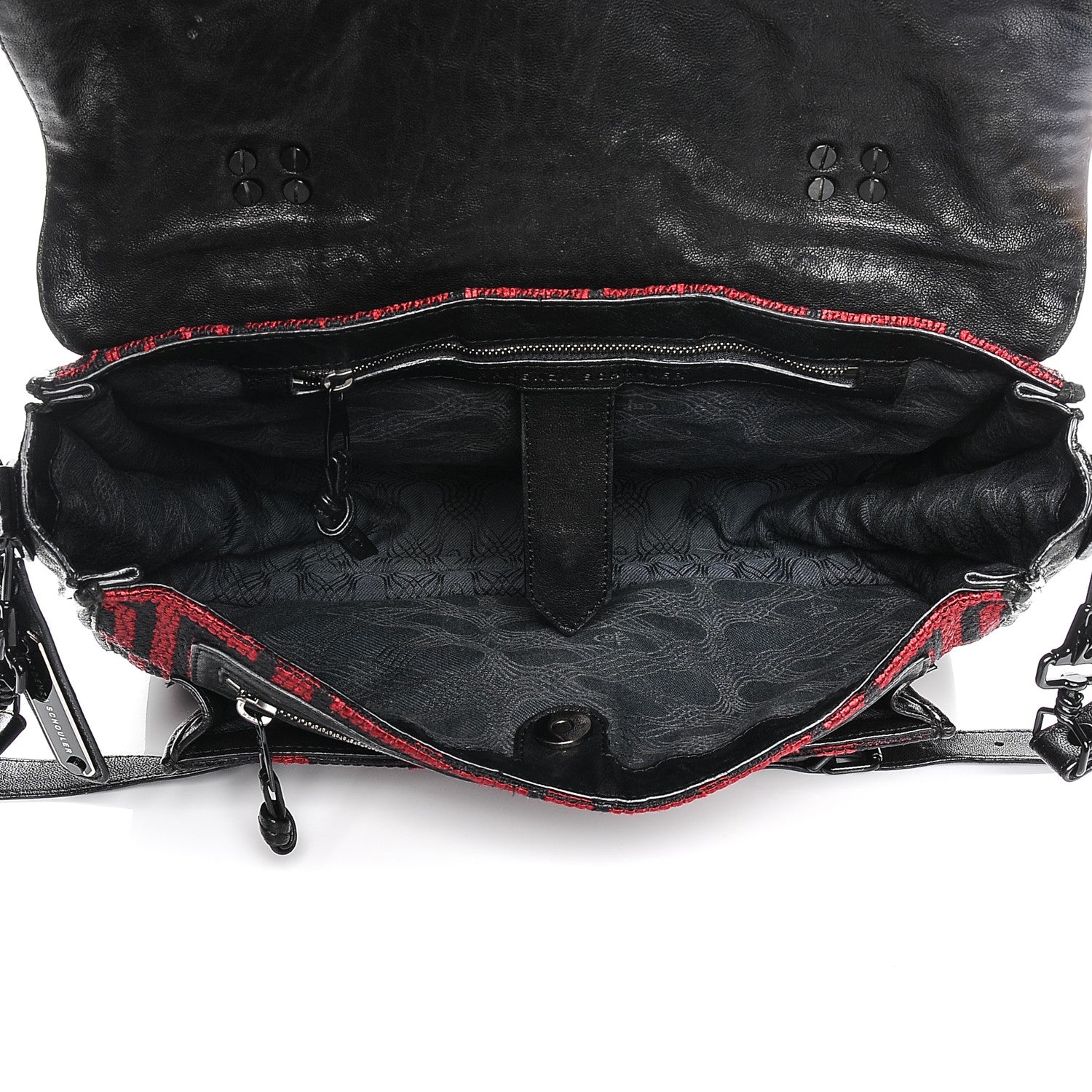 Proenza Schouler Calfskin Fabric Mochila Medium PS1 Satchel Red Black 5 of 11