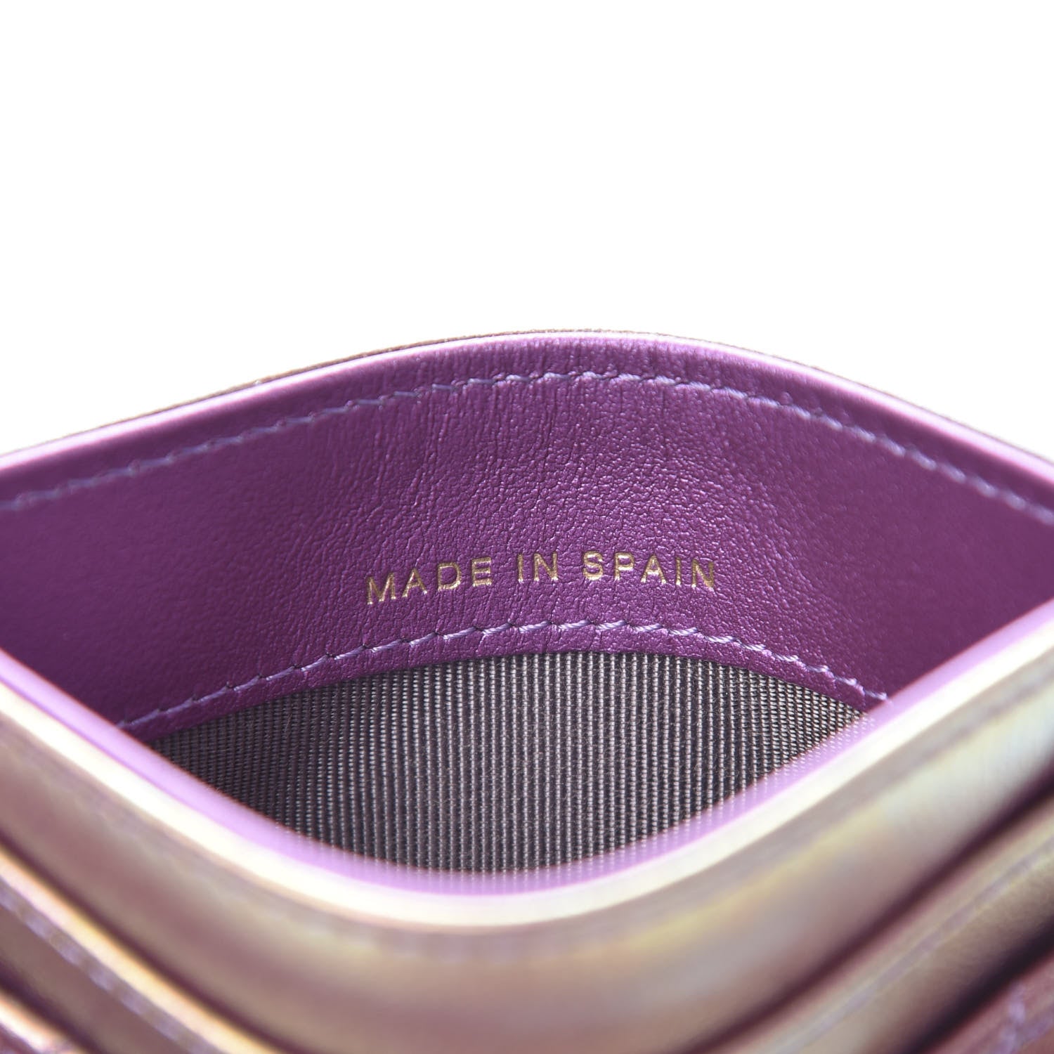 Chanel Iridescent Lambskin Quilted Card Holder Purple 7 of 9