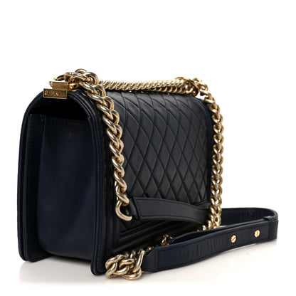 Chanel Lambskin Quilted Medium Boy Flap Dark Navy 3 of 10