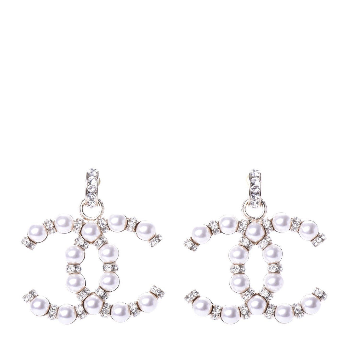 Pearl Crystal Nefertiti CC Drop Earrings Gold