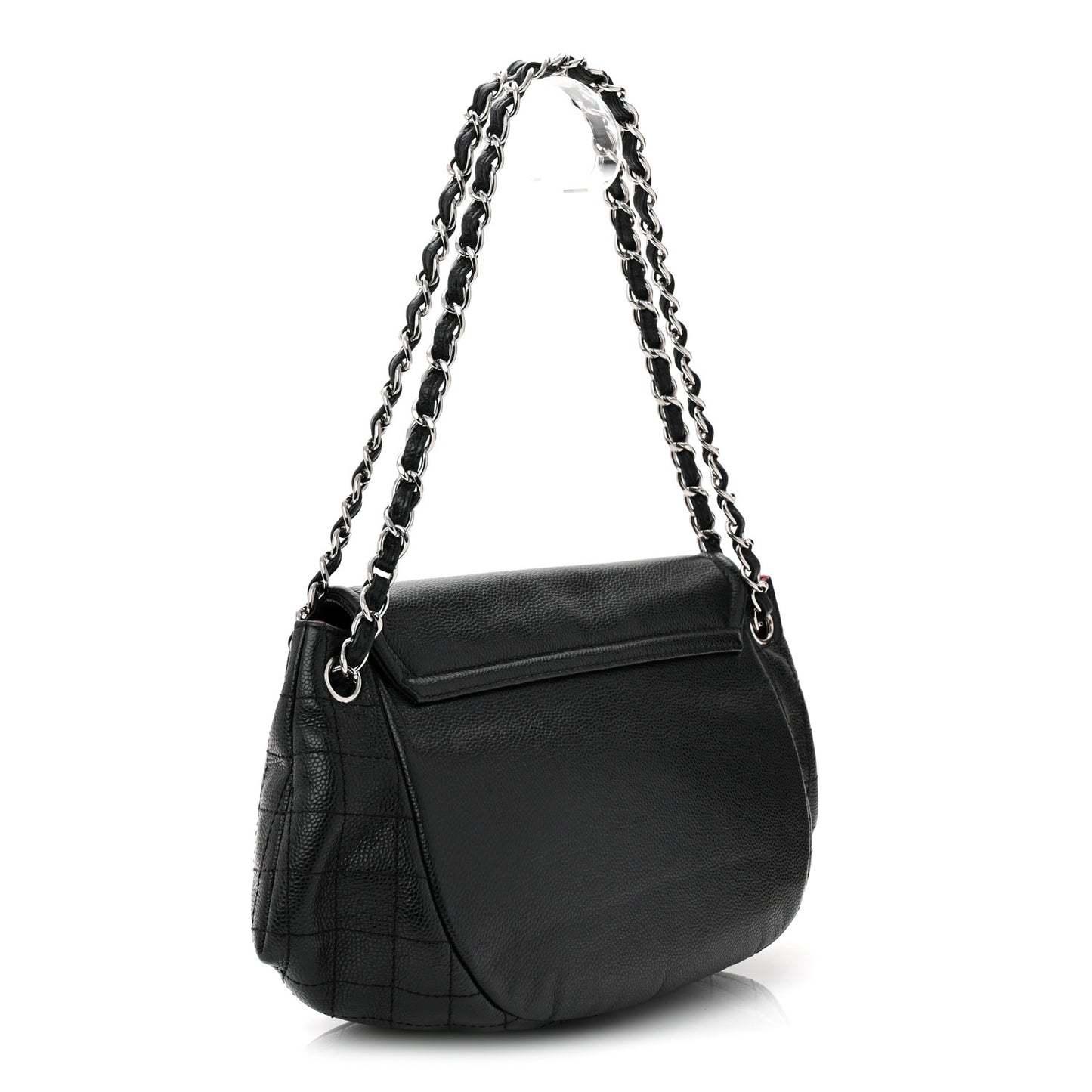 Caviar Half Moon Large Flap Black