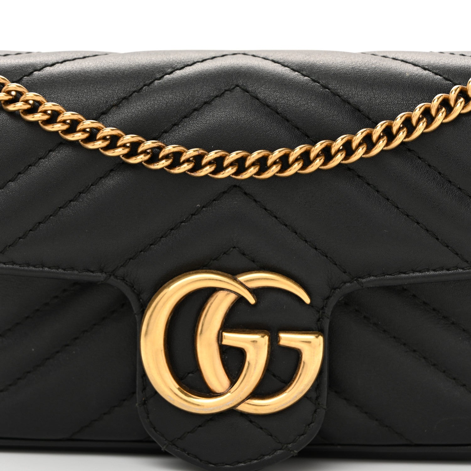 Gucci Calfskin Matelasse Super Mini GG Marmont Shoulder Bag Black 8 of 10