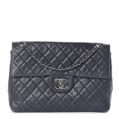 Chanel Washed Caviar Quilted Maxi Single Flap Blue 1 of 11