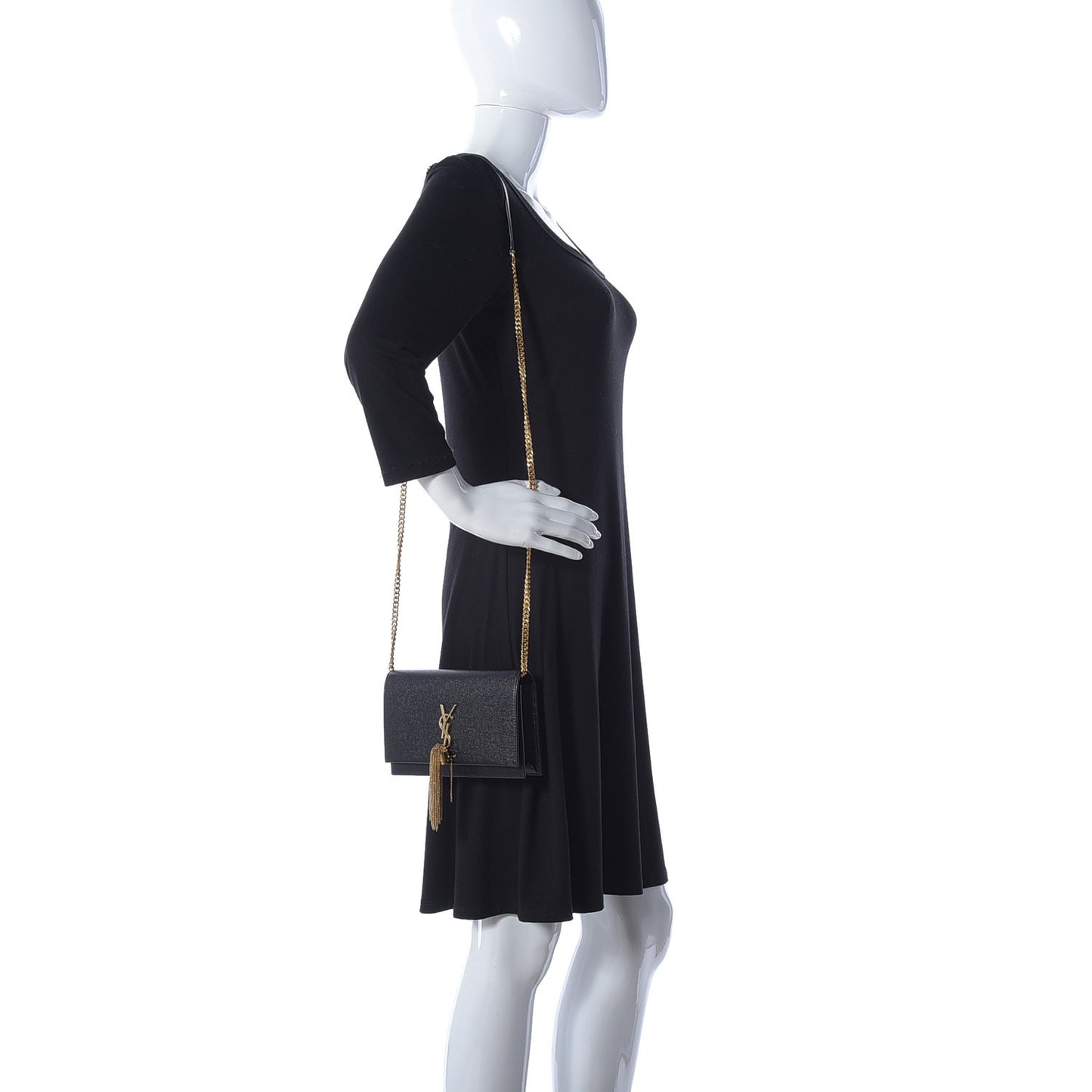 Grain De Poudre Classic Monogram Kate Tassel Chain Wallet Black
