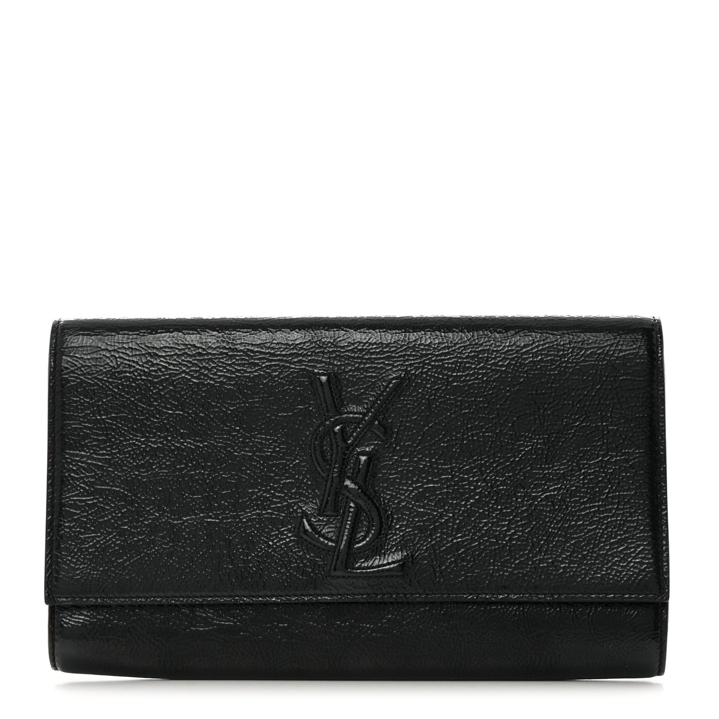 Textured Patent Monogram Large Belle De Jour Clutch Black