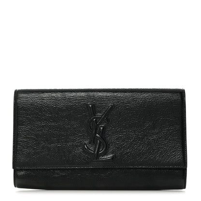 Saint Laurent Textured Patent Monogram Large Belle De Jour Clutch Black 1 of 7