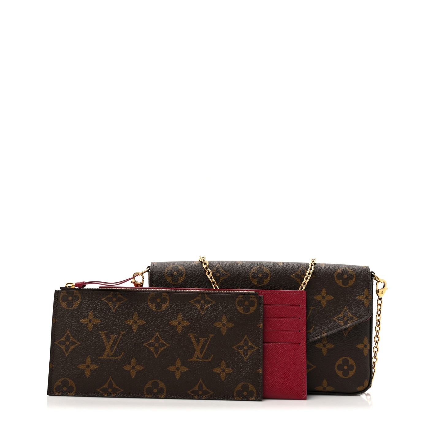 Monogram Pochette Felicie Chain Wallet Fuchsia