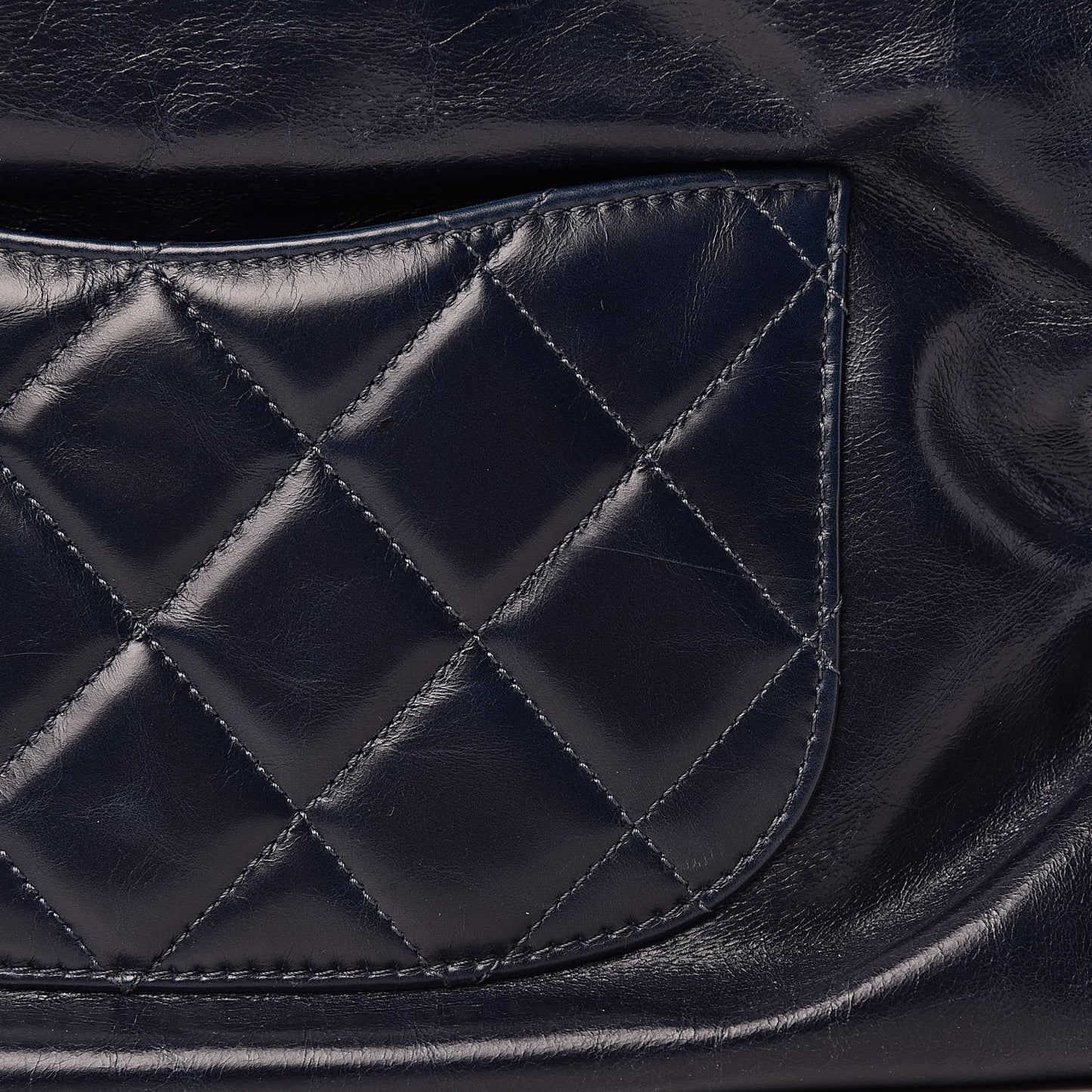 Glazed Calfskin Small Deauville Tote Blue