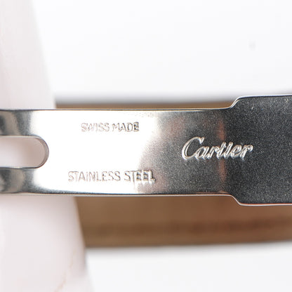 Cartier Sterling Silver Alligator 20mm Must de Cartier Tank Quartz Watch Blue 9 of 10