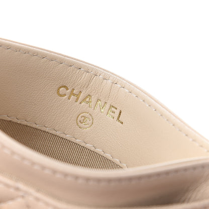 Chanel Shiny Goatskin Quilted Chanel 19 Card Holder Beige 6 of 9