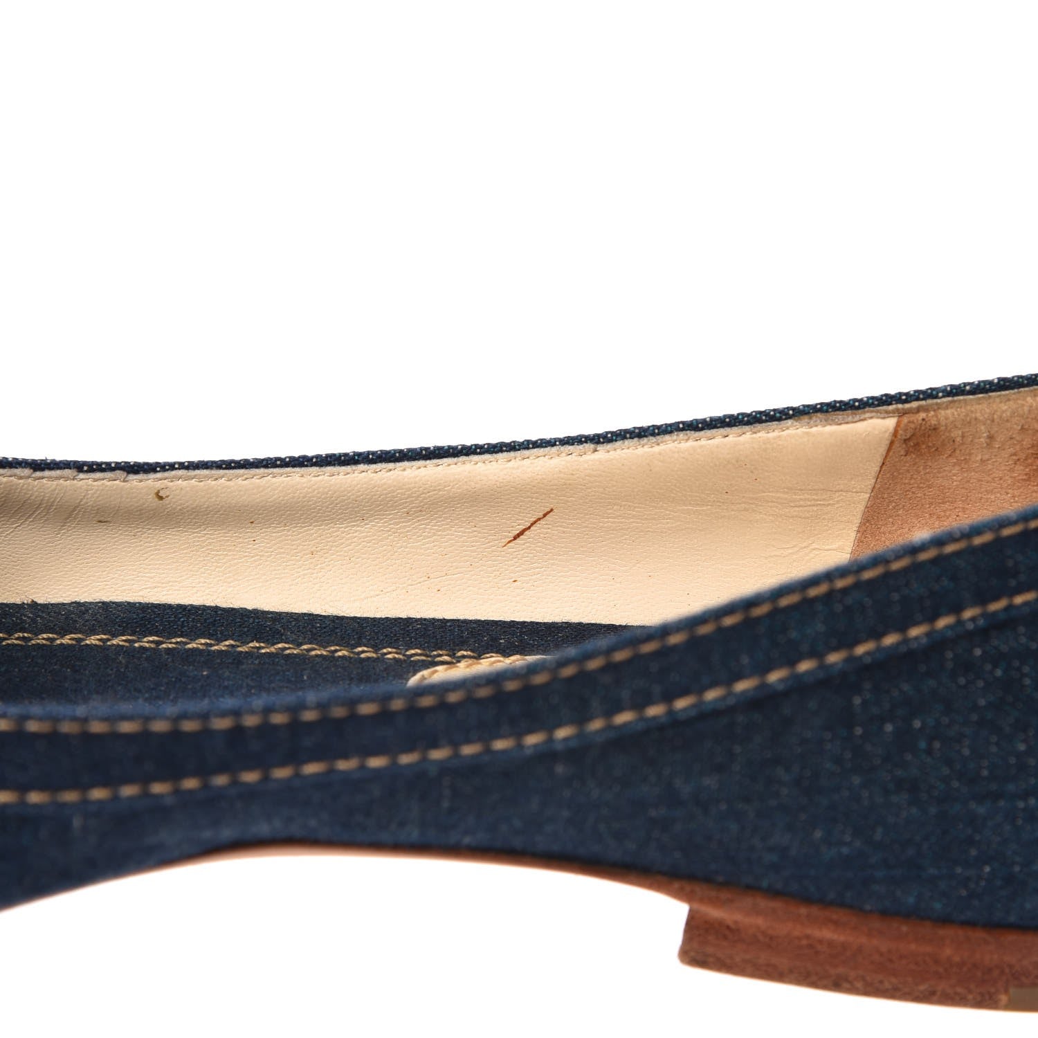 Chanel Denim Camellia Ballerina Flats 37 Navy Blue 11 of 13