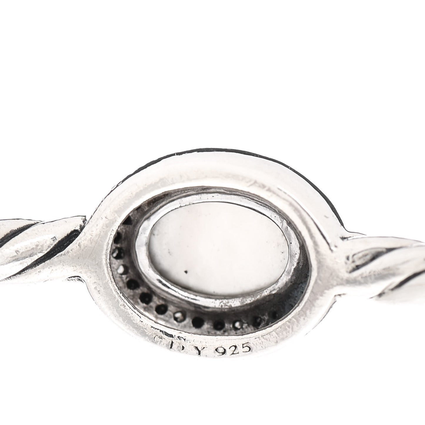 Sterling Silver Diamond Moonstone Color Classics 3 Station Bangle Bracelet