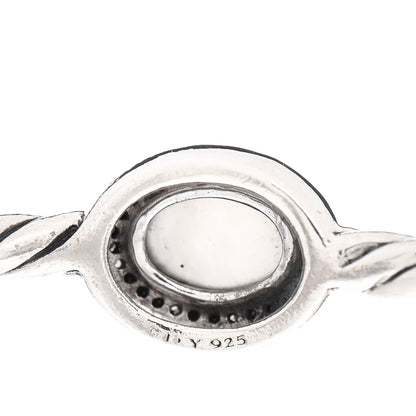 David Yurman Sterling Silver Diamond Moonstone Color Classics 3 Station Bangle Bracelet 4 of 4