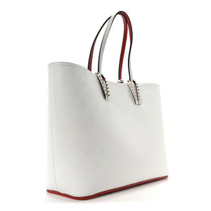 Christian Louboutin Calfskin Spikes Loubintheksy Embossed East West Cabata Tote White 4 of 11