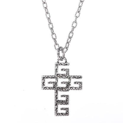 Gucci Mens G Cube Cross Necklace Silver 3 of 5
