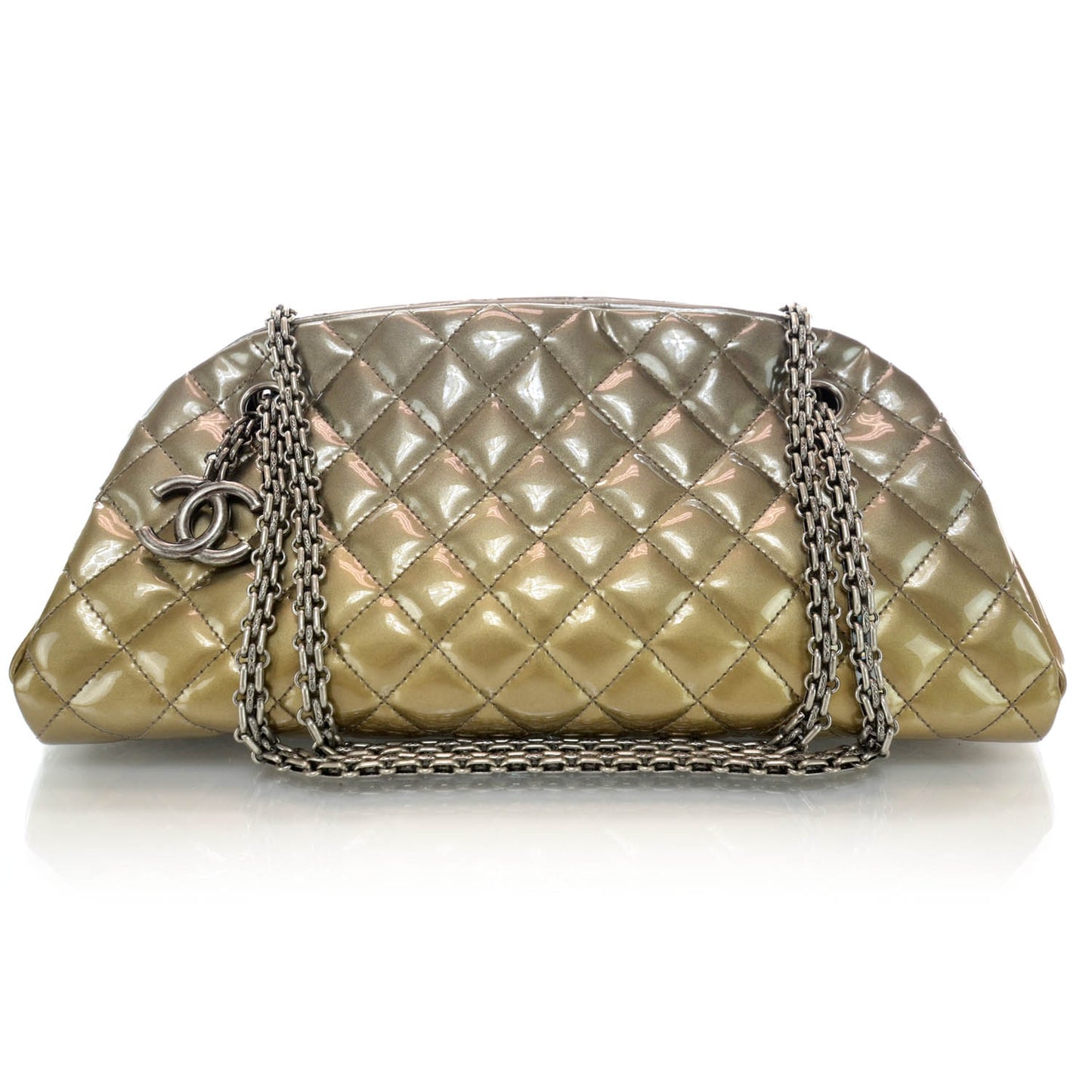 Metallic Patent Quilted Medium Just Mademoiselle Bowling Bag Gold Degrade