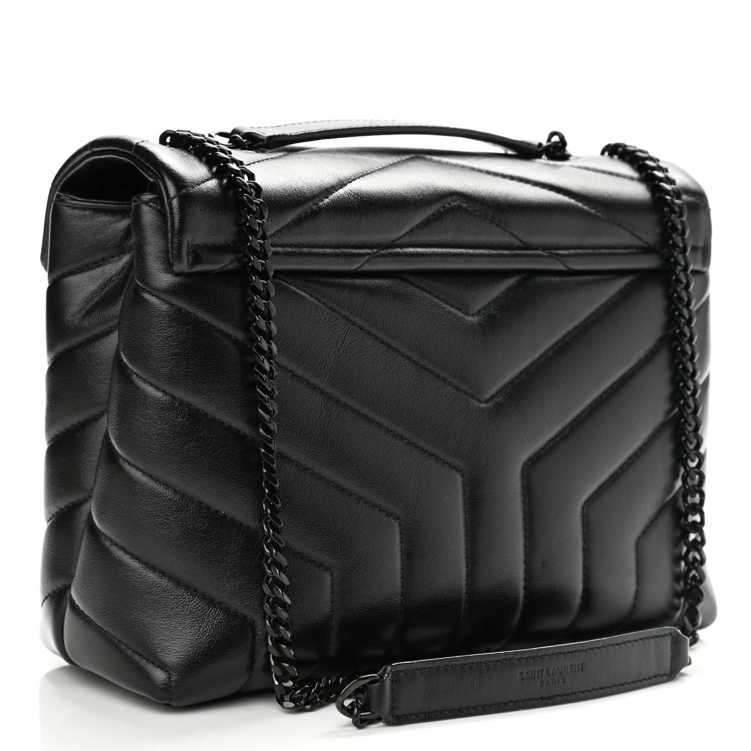 Saint Laurent Calfskin Y Quilted Monogram Small Loulou Chain Satchel Black 2 of 10