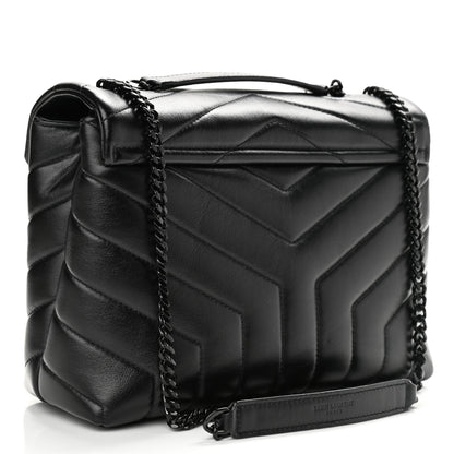 Saint Laurent Calfskin Y Quilted Monogram Small Loulou Chain Satchel Black 2 of 10