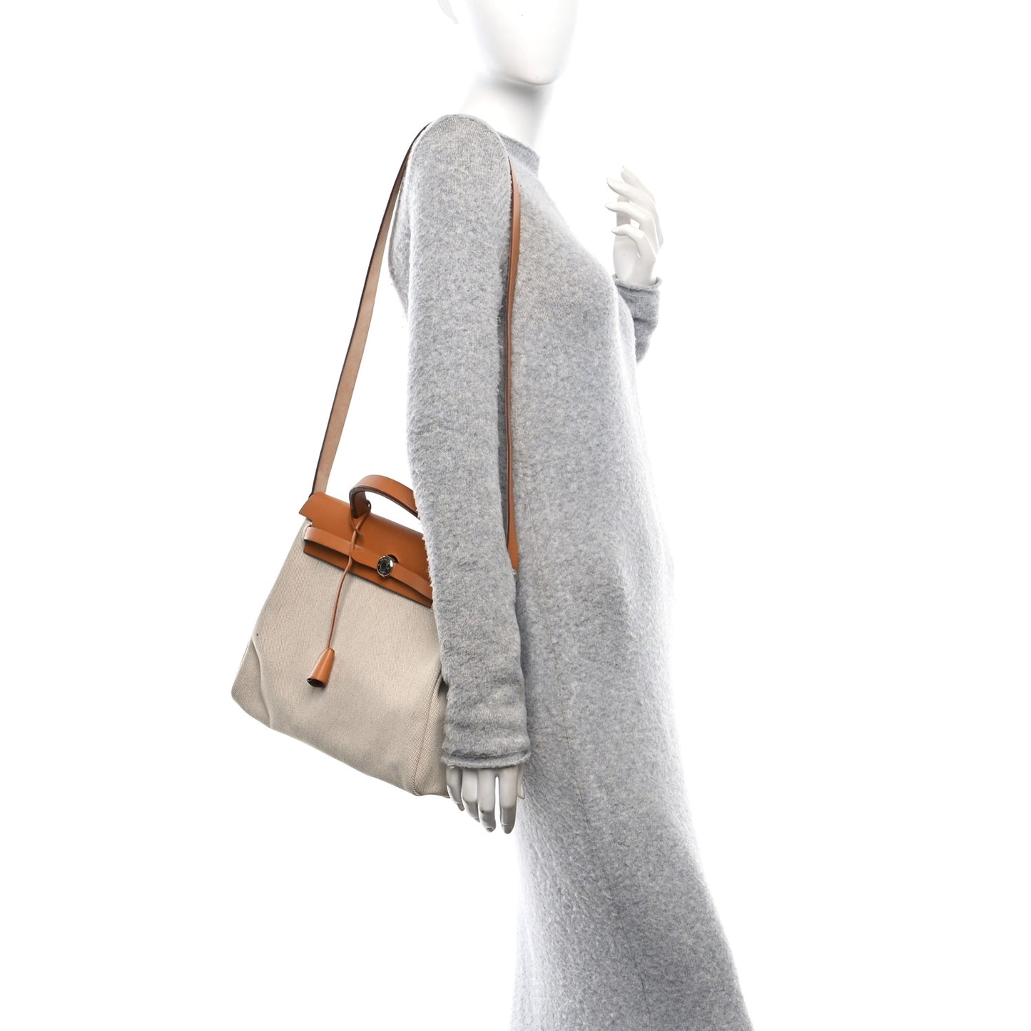 Toile Vache Calfskin Herbag 30 PM Black Natural