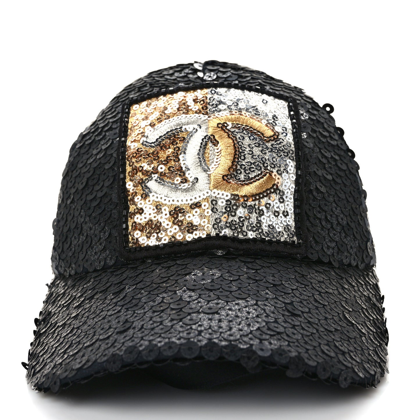 Sequin Embellished CC Baseball Cap Hat Black