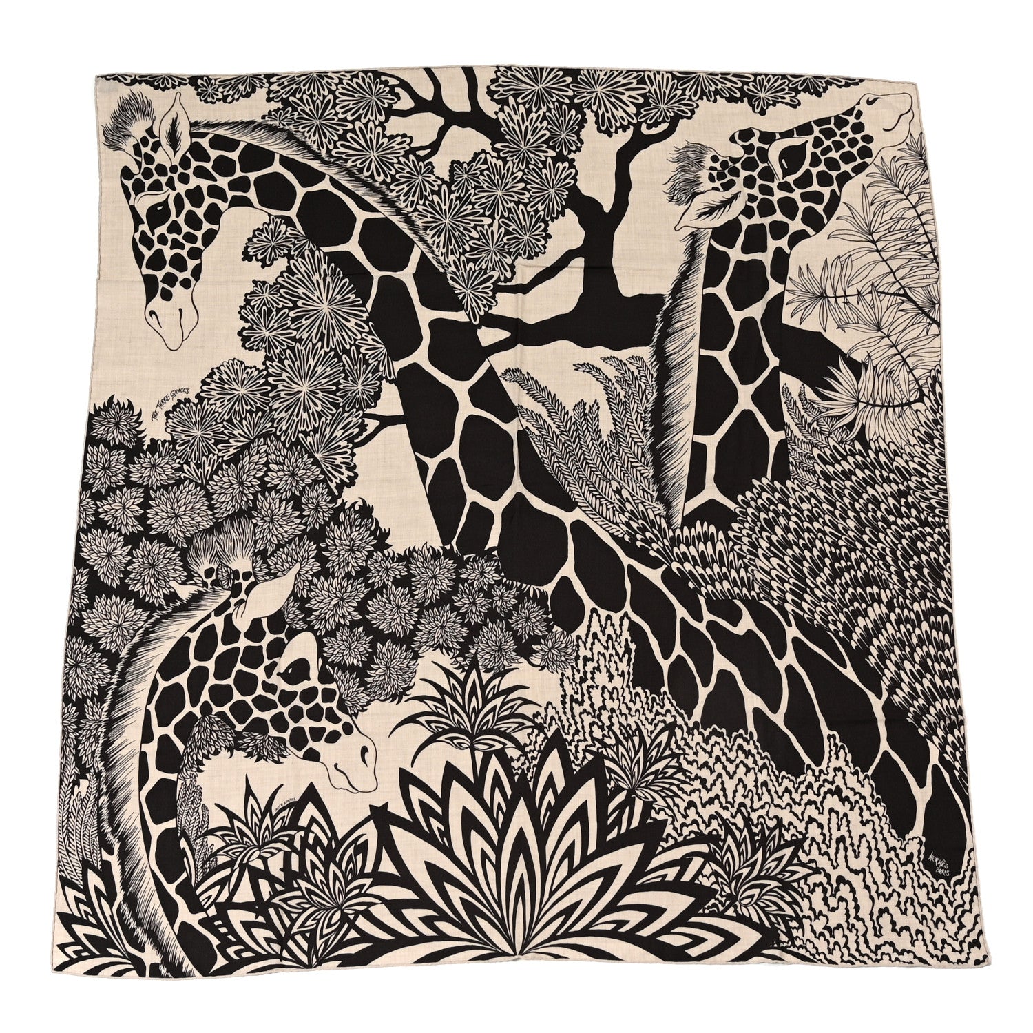 Hermes Cashmere Silk The Three Graces Shawl 140 Naturel Brun 1 of 4