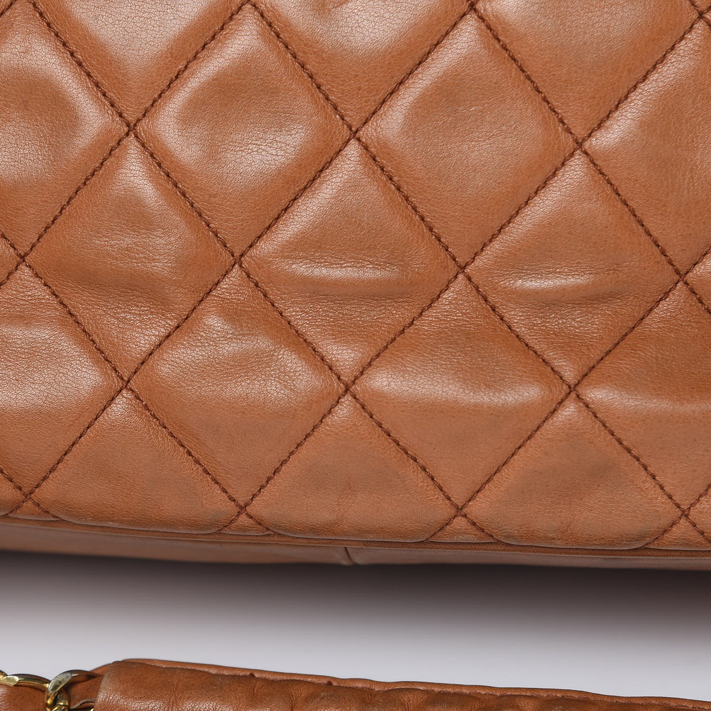 Lambskin Quilted Shopping Tote Brown