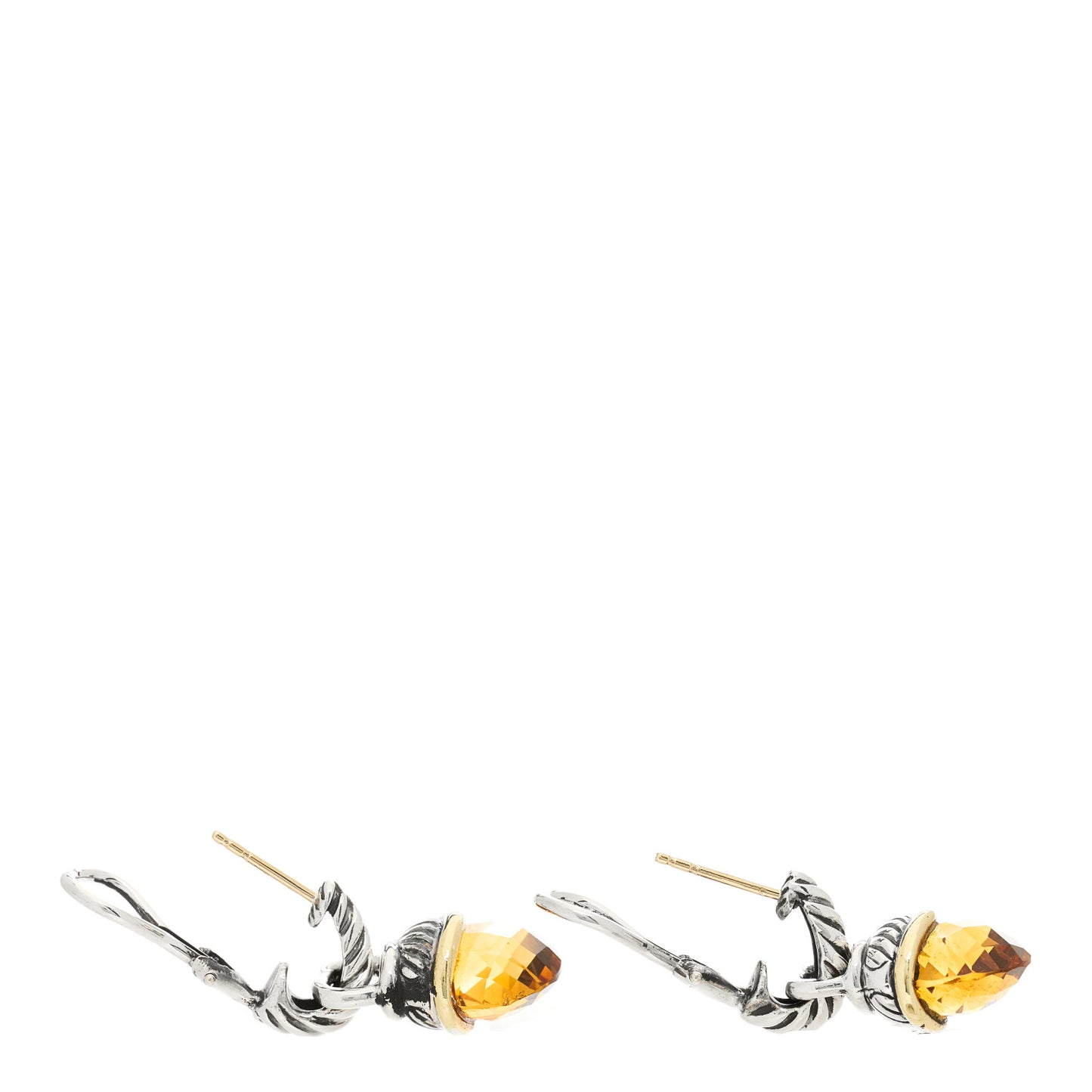 Sterling Silver 14K Yellow Gold Citrine Acorn Earrings