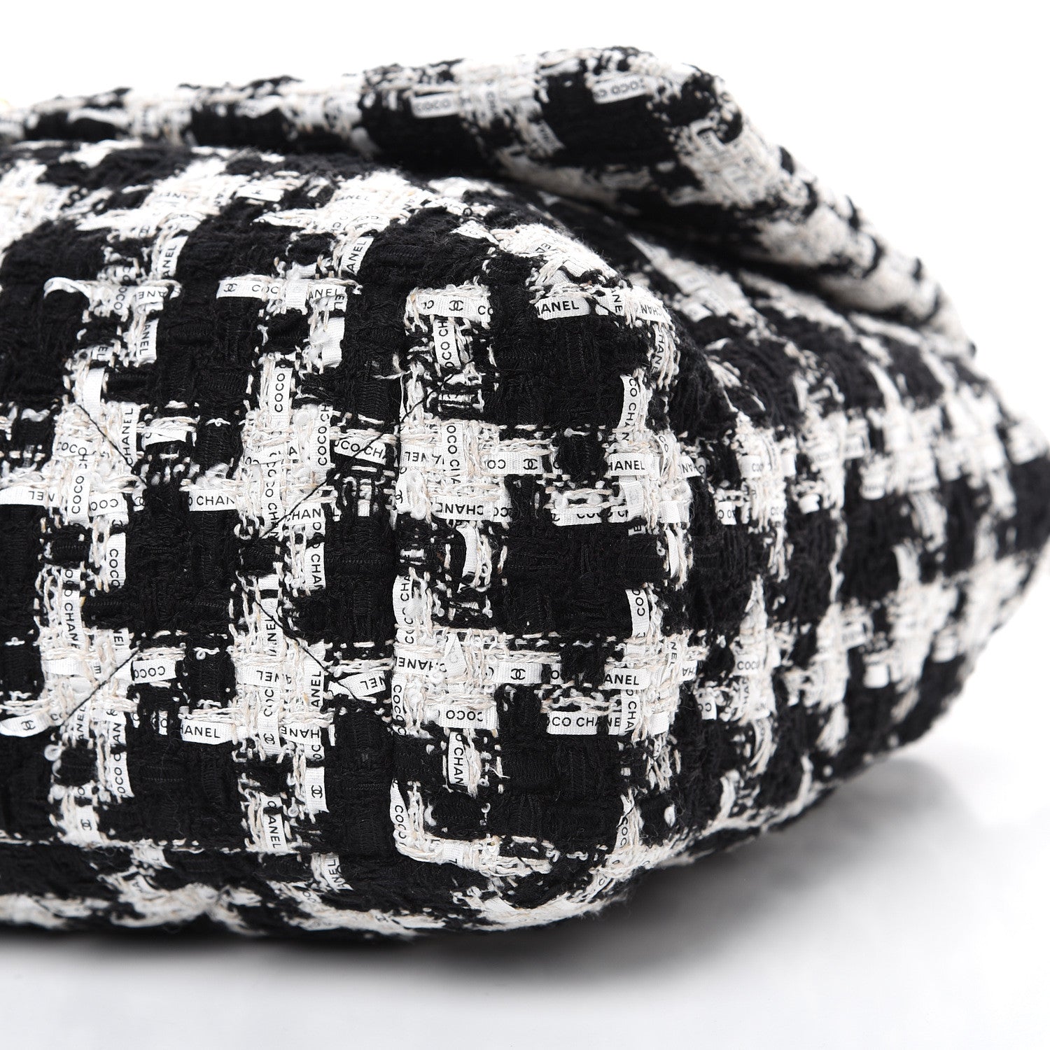 Chanel Tweed Quilted Maxi 19 Flap Black Ecru White 9 of 10