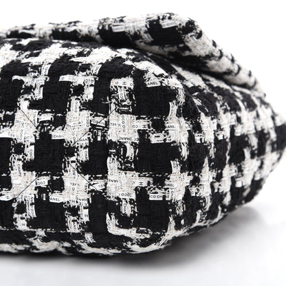 Chanel Tweed Quilted Maxi 19 Flap Black Ecru White 9 of 10