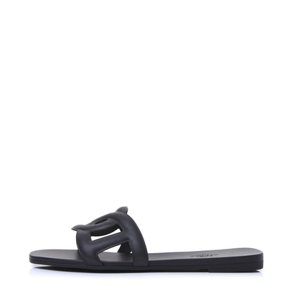 Hermes Rubber Aloha Sandals 38 Black 1 of 8