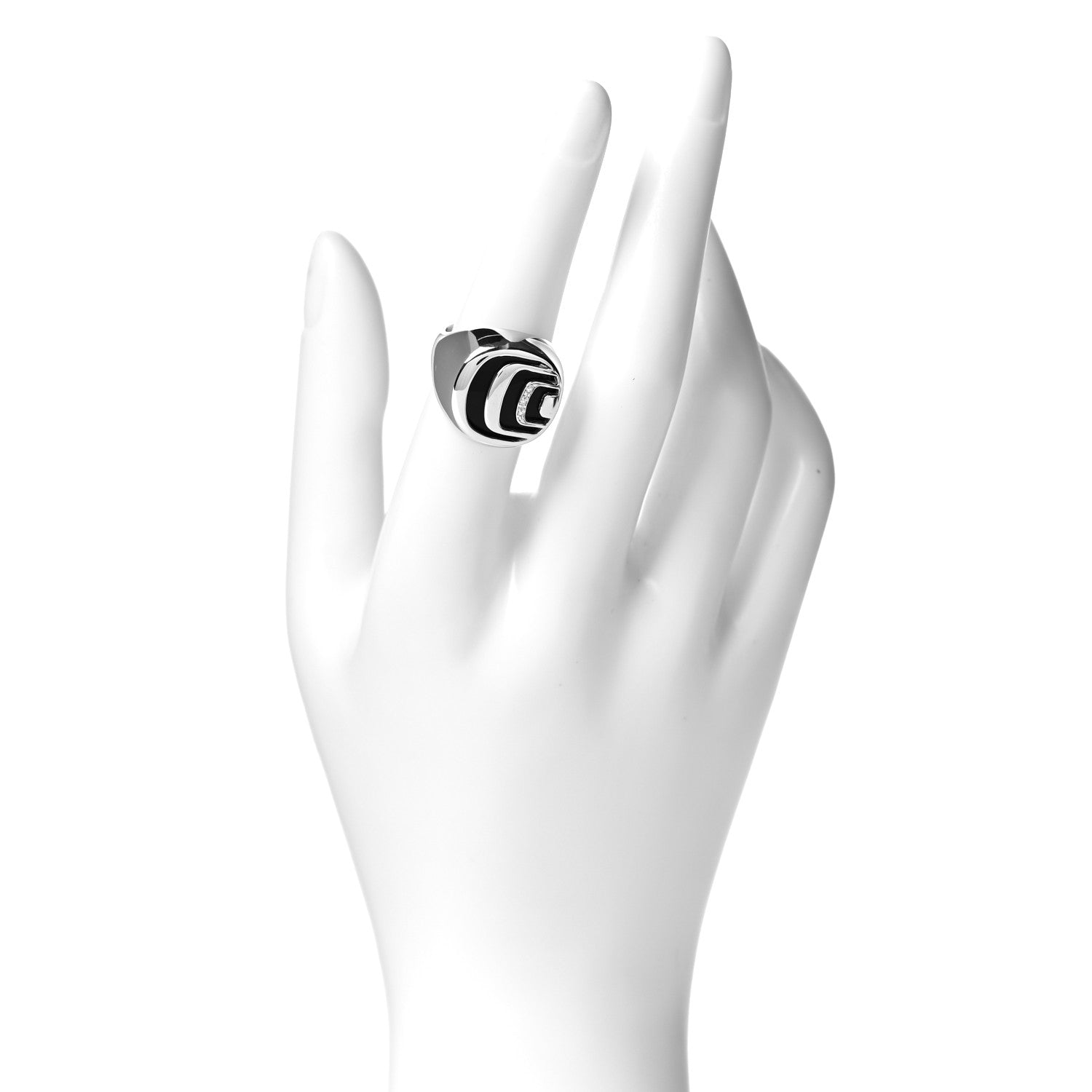 Damiani Sterling Silver Enamel Diamond Damianissima Ring Black 53 6.25 2 of 5