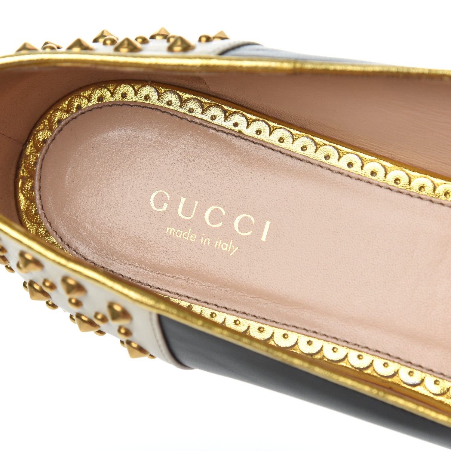 Gucci Calfskin Studded Lexi Ballerina Flats 39.5 Black 6 of 19