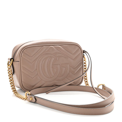 Gucci Calfskin Matelasse Mini GG Marmont Chain Shoulder Bag Porcelain Rose 3 of 9