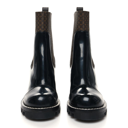 Louis Vuitton Patent Nano Monogram Ankle Star Trail Boots 39 Black 2 of 7