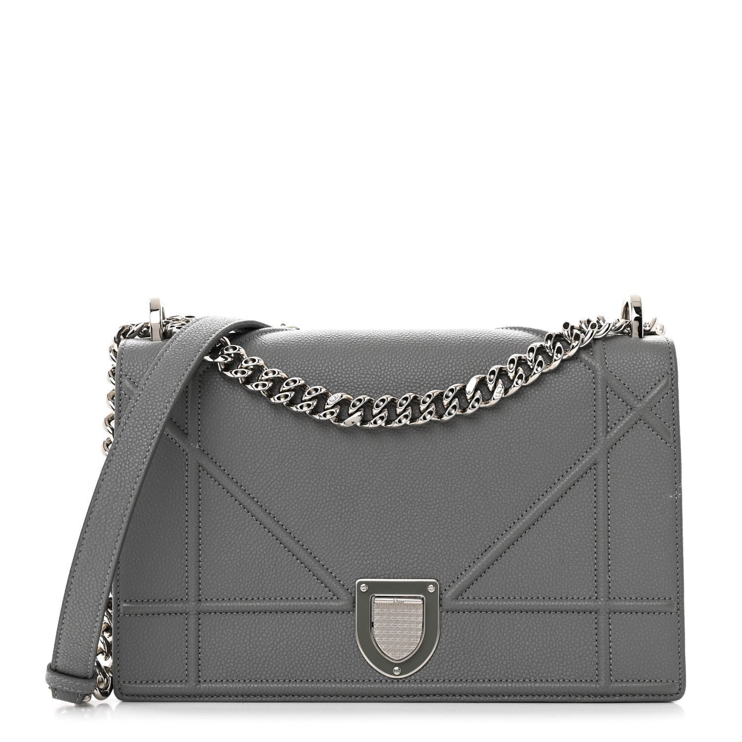 Grained Calfskin Medium Diorama Flap Bag Gris