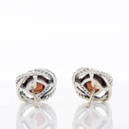 David Yurman Sterling Silver Garnet 7mm Infinity Earrings 3 of 4