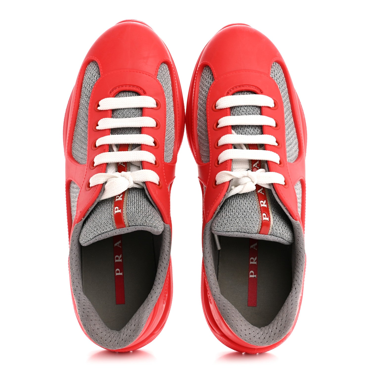 Prada Soft Rubber Mesh Womens America's Cup Sneakers 38 Red 2 of 10